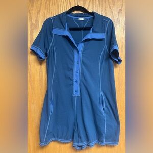 Free People Intimately Navy Button-Up Romper